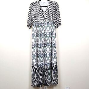 Chico's 40th Anniversary Ikat Clip Dot Maxi Dress Size 4